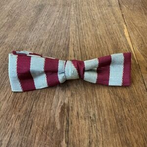 Vintage USA‎ Best Clip Bow Tie Burgundy Striped Novelty Accessory